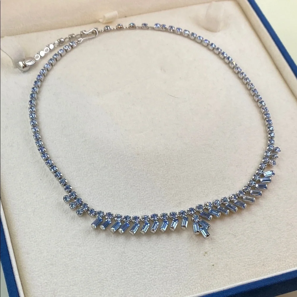 💛 Elegant Vintage Sherman Baby Blue Crystal Jewelry Set - Picture 10 of 10